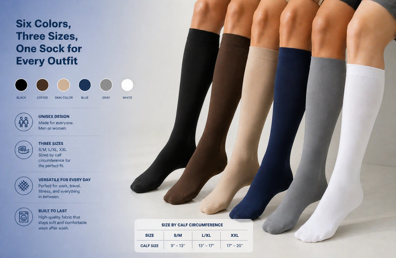 Six Colors, Three Sizes, One Sock for Every Outfit