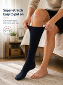 Super-stretch compression socks that are easy to put on — soft flexible fabric