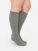 Grey compression socks for daily wear — knee-high, 15–25 mmHg graduated