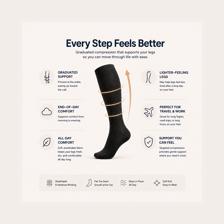 Every step feels better: graduated support compression socks